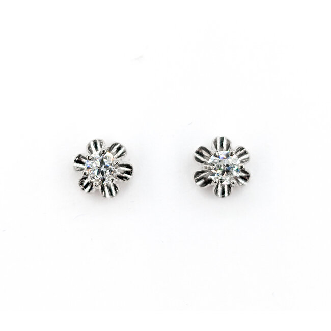 Earrings Buttercup Studs .45ctw Old European Diamonds 14kw 7.7mm 223120098
