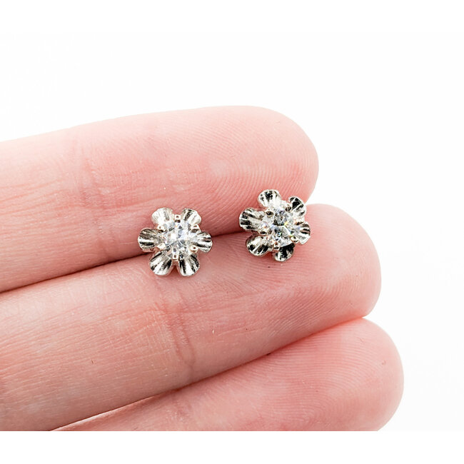 Earrings Buttercup Studs .45ctw Old European Diamonds 14kw 7.7mm 223120098