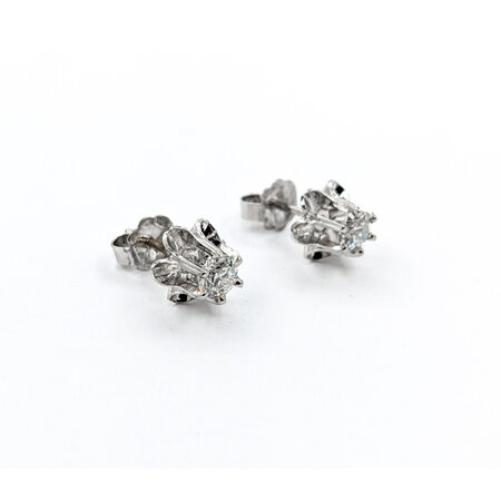 Earrings Buttercup Studs .45ctw Old European Diamonds 14kw 7.7mm 223120098