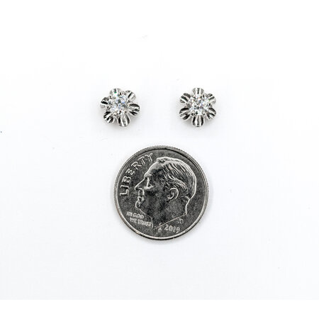 Earrings Buttercup Studs .45ctw Old European Diamonds 14kw 7.7mm 223120098