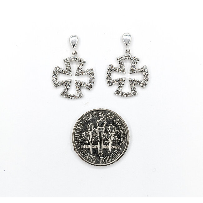 Earrings German Cross .25ctw Round Diamonds 14kw 20x13.5mm 223120083