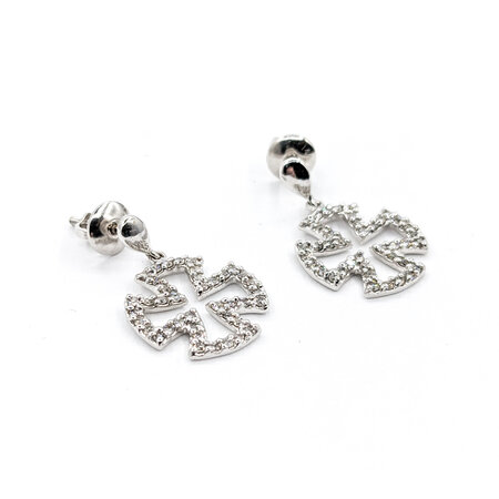 Earrings German Cross .25ctw Round Diamonds 14kw 20x13.5mm 223120083