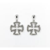  Earrings German Cross .25ctw Round Diamonds 14kw 20x13.5mm 223120083