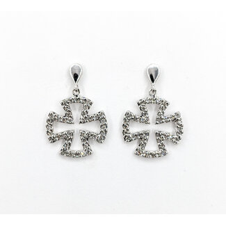 Earrings German Cross .25ctw Round Diamonds 14kw 20x13.5mm 223120083