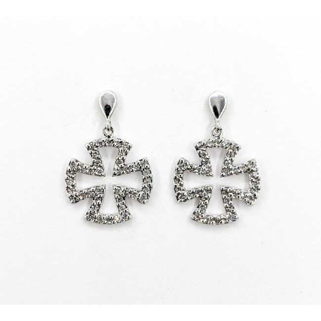 Earrings German Cross .25ctw Round Diamonds 14kw 20x13.5mm 223120083