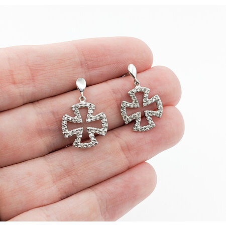 Earrings German Cross .25ctw Round Diamonds 14kw 20x13.5mm 223120083