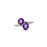  Ring .09ctw Round Diamonds 1.0ctw Amethysts 14kw Sz4.5 223120055