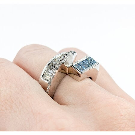 Ring 1.25ctw Princess & Baguette Diamonds 14kw Sz7.5 123030057