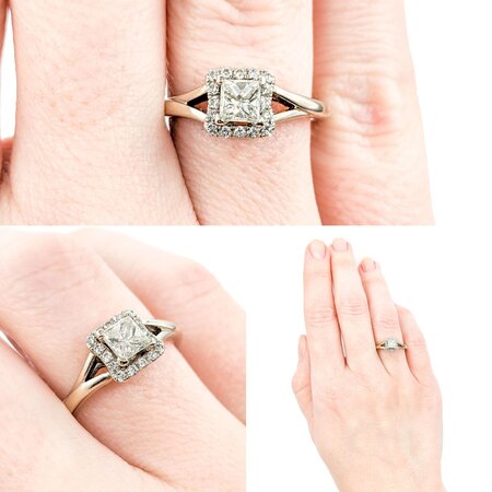Ring .55ct Princess Diamond .11ctw .12ctw I1 H Diamonds 14kw Sz5 122120506