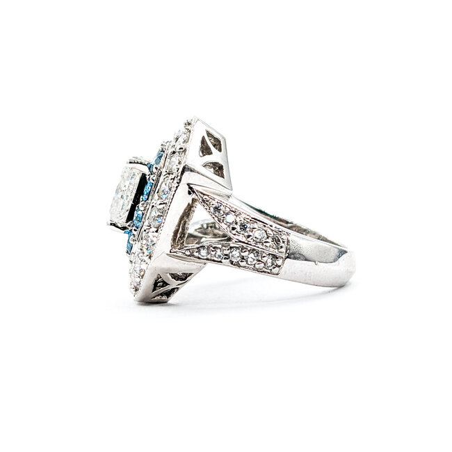 Ring 2.61ctw Round White & Blue Diamonds 2ct Princess Diamond 14kw 620070047