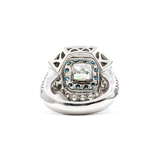 Ring 2.61ctw Round White & Blue Diamonds 2ct Princess Diamond 14kw 620070047