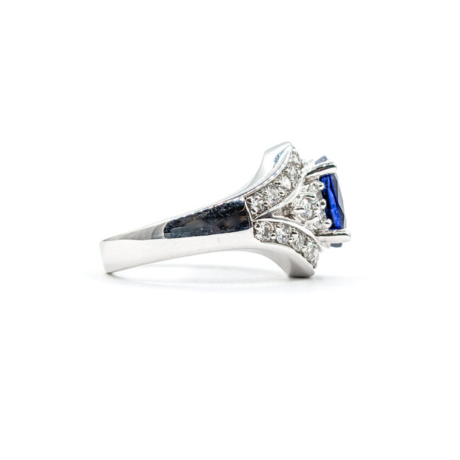Ring .87ctw Round Diamond 3.24ct Sapphire 14kw 620070037