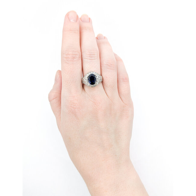Ring .87ctw Round Diamond 3.24ct Sapphire 14kw 620070037