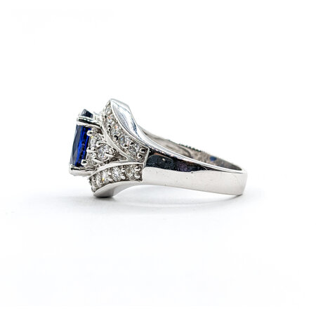 Ring .87ctw Round Diamond 3.24ct Sapphire 14kw 620070037