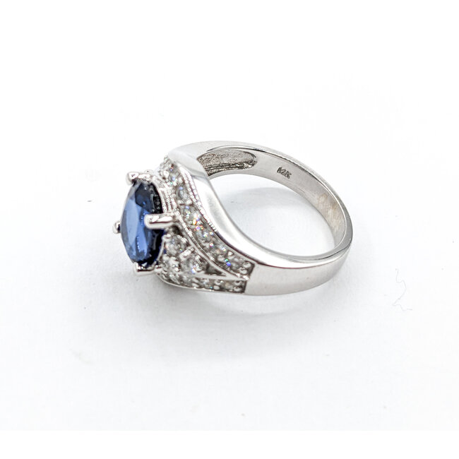 Ring .87ctw Round Diamond 3.24ct Sapphire 14kw 620070037
