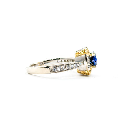 Ring .32ctw Round Diamonds .89ct Sapphire 18ktt Sz7 223030037