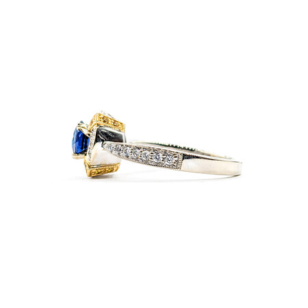 Ring .32ctw Round Diamonds .89ct Sapphire 18ktt Sz7 223030037