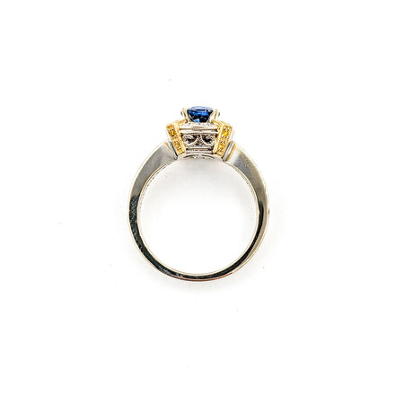 Ring .32ctw Round Diamonds .89ct Sapphire 18ktt Sz7 223030037