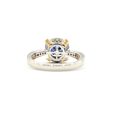 Ring .32ctw Round Diamonds .89ct Sapphire 18ktt Sz7 223030037