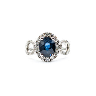 Ring .87ctw Round Diamonds 2.06ct Sapphire 14kw Sz6.5 223030046