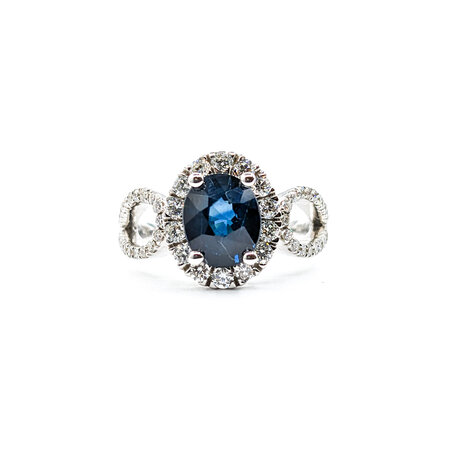 Ring .87ctw Round Diamonds 2.06ct Sapphire 14kw Sz6.5 223030046
