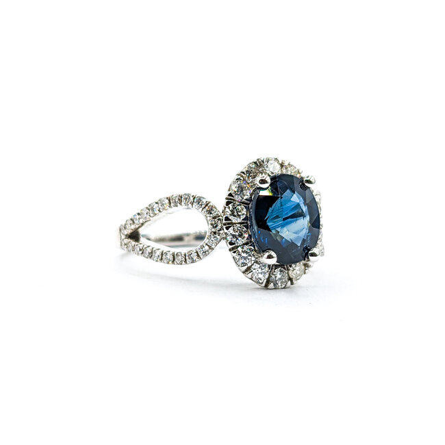 Ring .87ctw Round Diamonds 2.06ct Sapphire 14kw Sz6.5 223030046