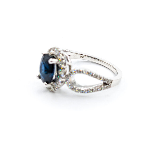 Ring .87ctw Round Diamonds 2.06ct Sapphire 14kw Sz6.5 223030046