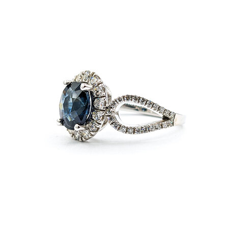 Ring .87ctw Round Diamonds 2.06ct Sapphire 14kw Sz6.5 223030046