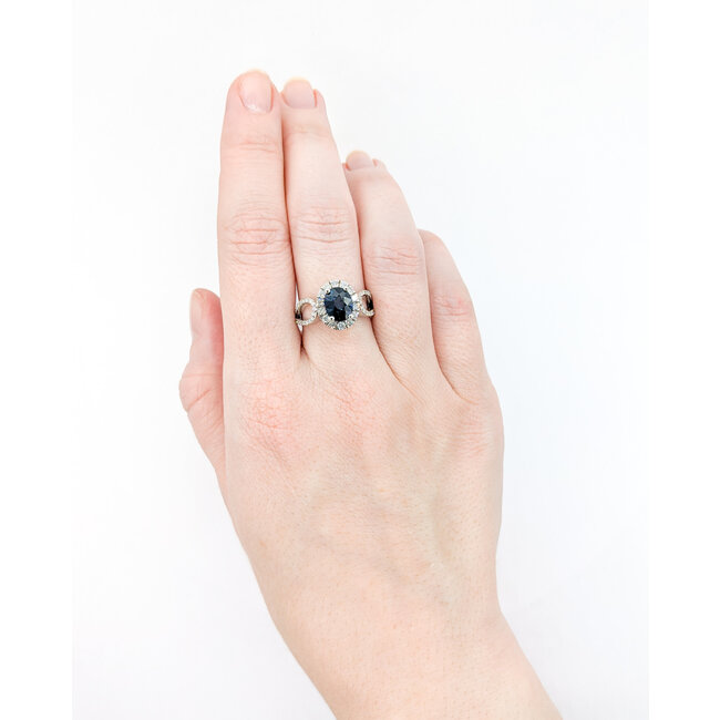 Ring .87ctw Round Diamonds 2.06ct Sapphire 14kw Sz6.5 223030046