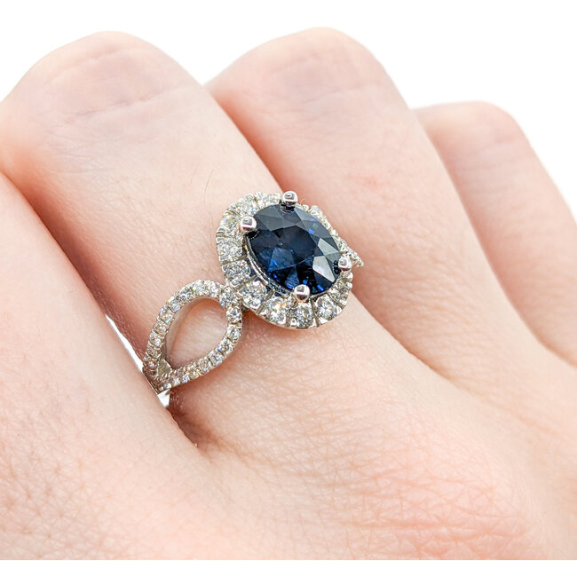 Ring .87ctw Round Diamonds 2.06ct Sapphire 14kw Sz6.5 223030046