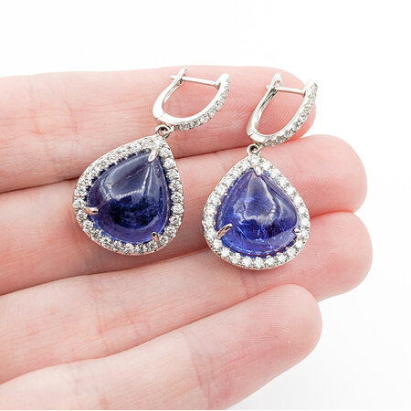 Earrings 1.13ctw Diamonds 20.07ct Tanzanite 14kw 1.2x.7" 123050133