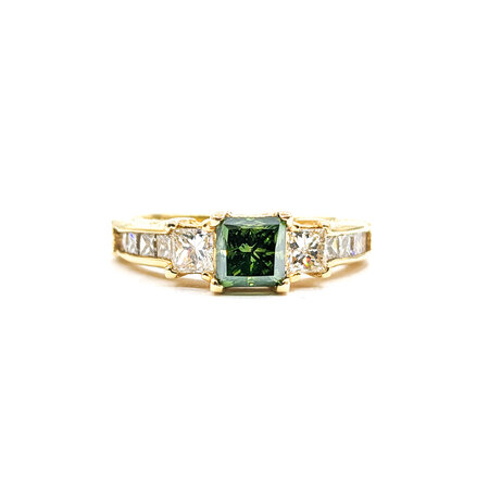 Ring 1.87ctw Green Princess Diamonds 14ky Sz6.5 223030027