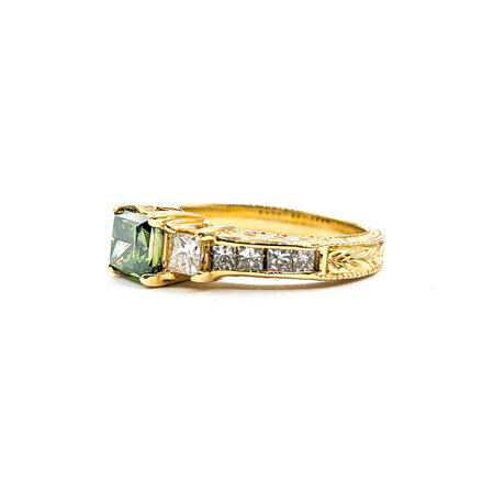 Ring 1.87ctw Green Princess Diamonds 14ky Sz6.5 223030027