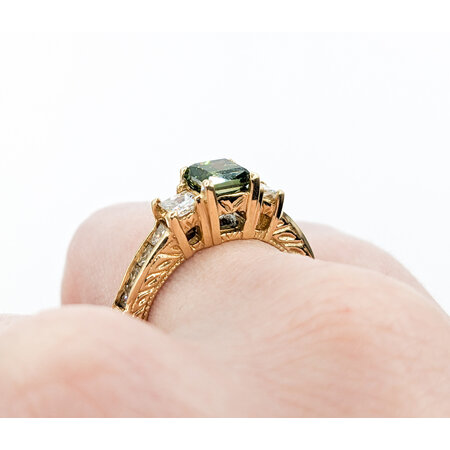 Ring 1.87ctw Green Princess Diamonds 14ky Sz6.5 223030027