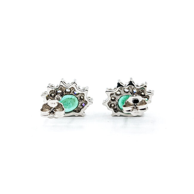 Earring .52ctw Round Diamonds 2.25ctw Emeralds 14kw 14.5x10.5mm 223030041