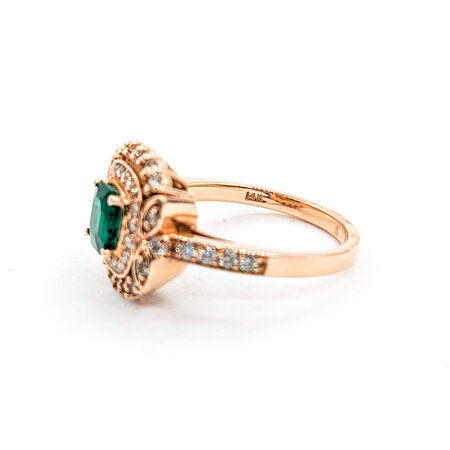 Ring .61ctw Round Diamonds .63ct Emerald 14kr Sz7 223030036