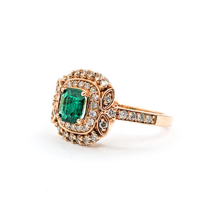 Ring .61ctw Round Diamonds .63ct Emerald 14kr Sz7 223030036