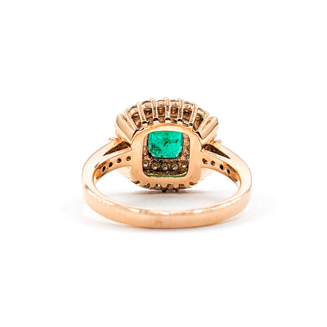 Ring .61ctw Round Diamonds .63ct Emerald 14kr Sz7 223030036