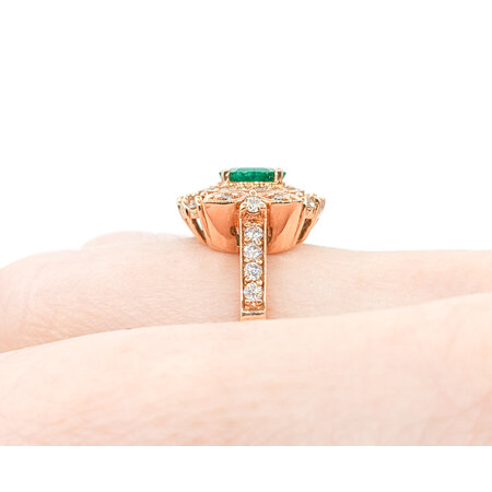 Ring .61ctw Round Diamonds .63ct Emerald 14kr Sz7 223030036