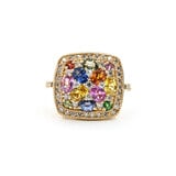  Ring .46ctw Round Diamonds 2.10ctw Muti Color Sapphire 14ky Sz7 223030024