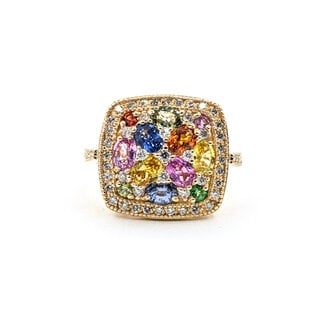 Ring .46ctw Round Diamonds 2.10ctw Muti Color Sapphire 14ky Sz7 223030024