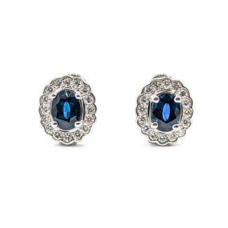Earrings 2.52ctw Oval Sapphire .65ctw Diamond 14kw 620070003