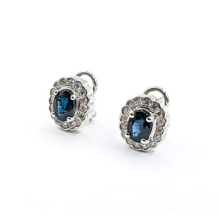 Earrings 2.52ctw Oval Sapphire .65ctw Diamond 14kw 620070003