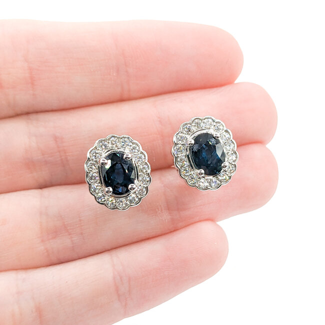 Earrings 2.52ctw Oval Sapphire .65ctw Diamond 14kw 620070003