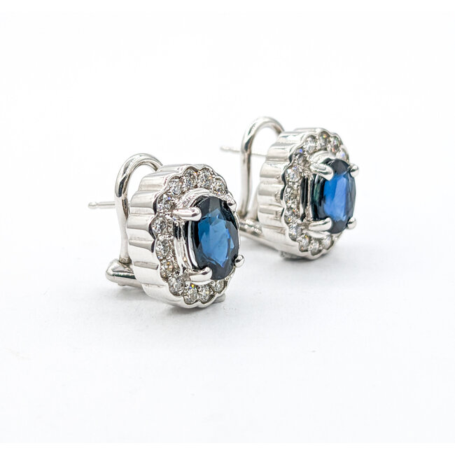 Earrings 2.52ctw Oval Sapphire .65ctw Diamond 14kw 620070003