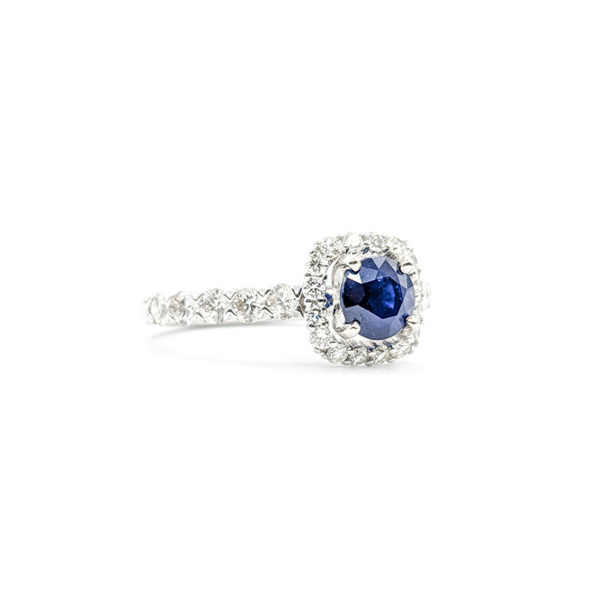 Ring .84ctw Diamonds 1.10ct Sapphire 14kw Sz7 123040043