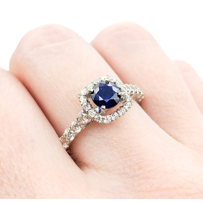 Ring .84ctw Diamonds 1.10ct Sapphire 14kw Sz7 123040043