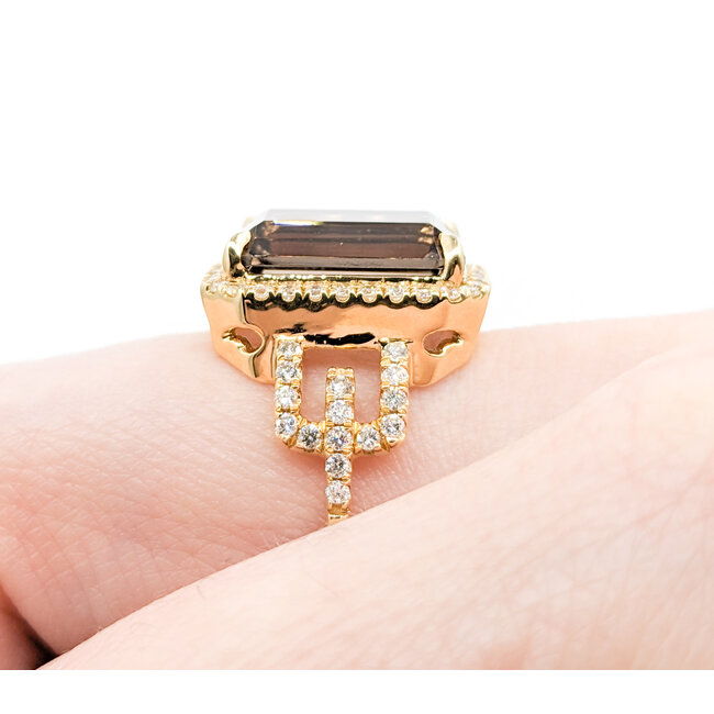 Ring .63ctw Round Diamonds 6.66ct Smokey Quartz 14ky Sz6.5 223030025