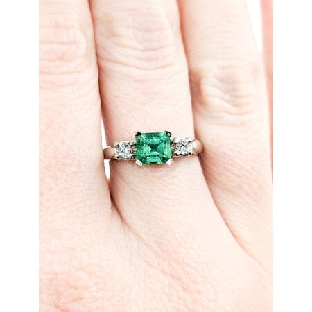 Ring .16ctw Diamonds .79ct Colombian Emerald 900pt Sz6 123040003