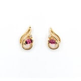  Earrings .01ctw Round Diamonds .08ctw Rubies 14ky 12x7mm 223060046